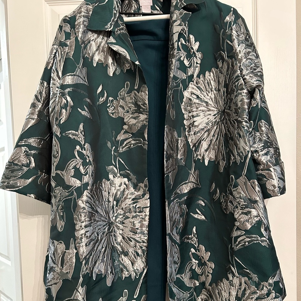Metallic brocade pantsuit